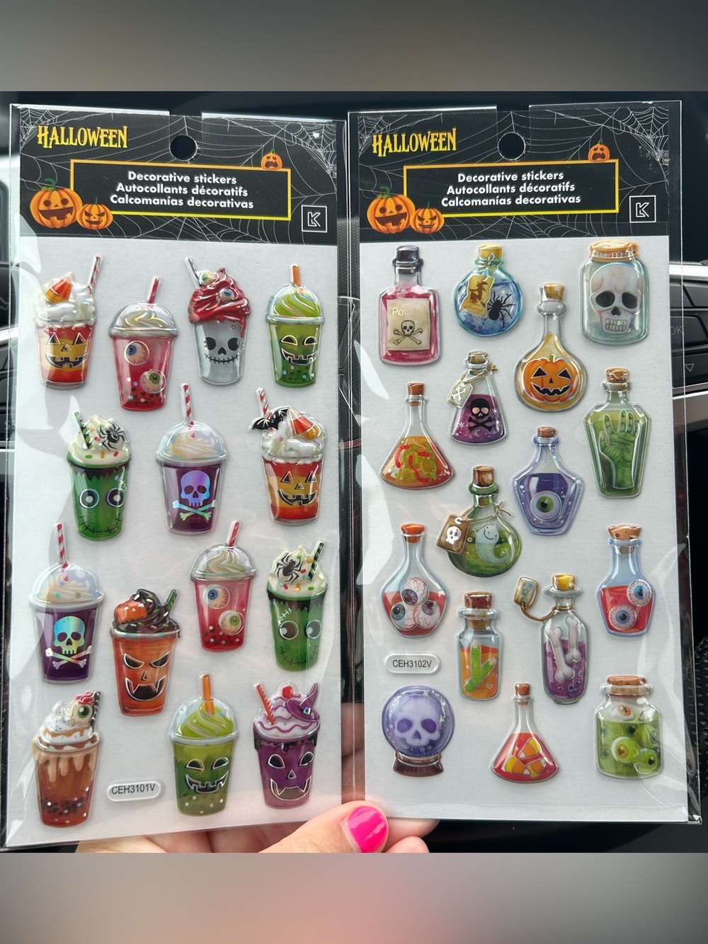 Halloween Decorative Potion & Monster Drink Stickers - Assorted Colors NEW